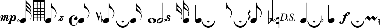 Пример написания шрифтом MusicalSymbols текста на французском