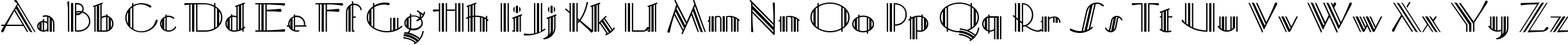 Пример написания английского алфавита шрифтом Mustang Deco