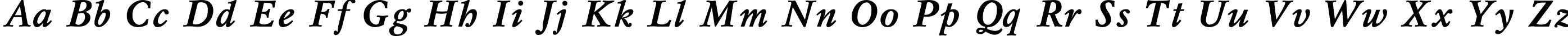 Пример написания английского алфавита шрифтом Mysl Bold Italic