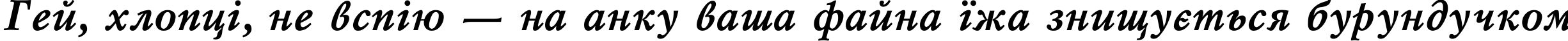 Пример написания шрифтом Mysl Bold Italic текста на украинском