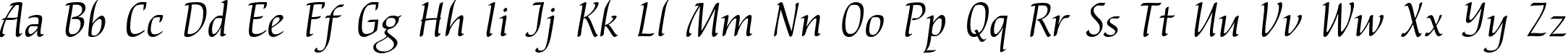 Пример написания английского алфавита шрифтом NataliScript