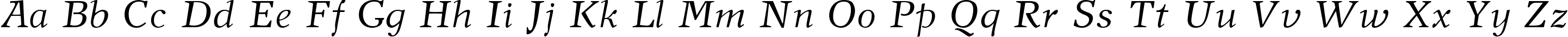 Пример написания английского алфавита шрифтом New Journal Italic:001.001