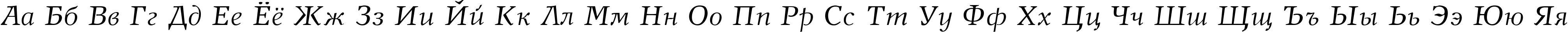 Пример написания русского алфавита шрифтом New Journal Italic:001.001