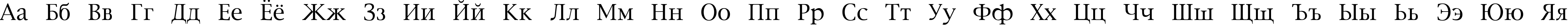 Пример написания русского алфавита шрифтом New York Plain:001.003