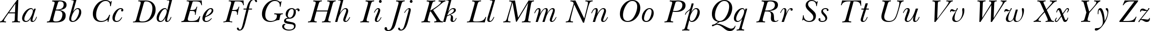 Пример написания английского алфавита шрифтом New Baskerville Italic BT