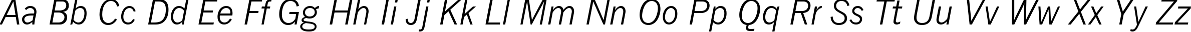 Пример написания английского алфавита шрифтом News Gothic MT Italic