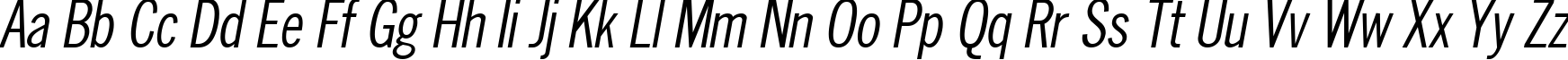 Пример написания английского алфавита шрифтом NewsCondensed Oblique