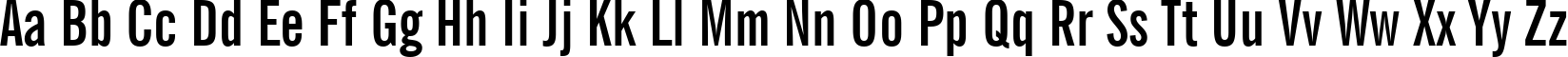 Пример написания английского алфавита шрифтом News Gothic Bold Extra Condensed BT