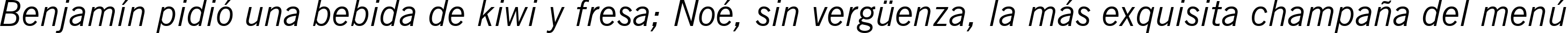 Пример написания шрифтом News Gothic Italic BT текста на испанском