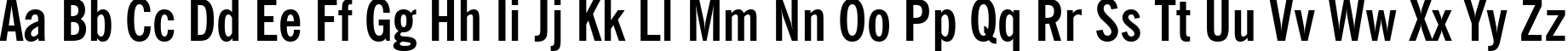 Пример написания английского алфавита шрифтом News Gothic Bold Condensed BT