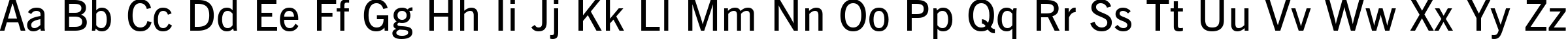 Пример написания английского алфавита шрифтом News Gothic Demi BT