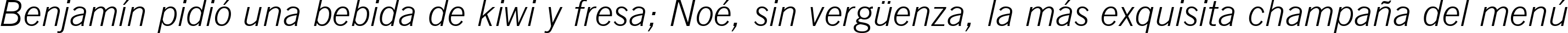Пример написания шрифтом News Gothic Light Italic BT текста на испанском