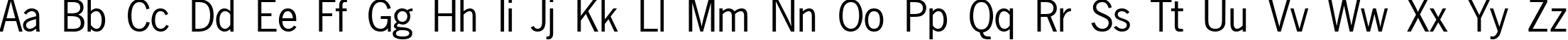 Пример написания английского алфавита шрифтом NewsGothic