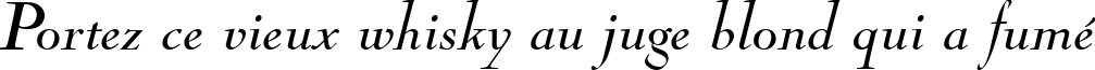 Пример написания шрифтом NicolasCocTReg Italic текста на французском