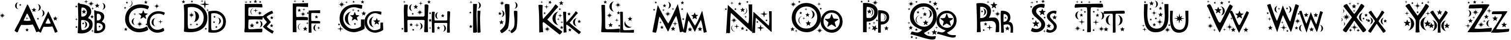 Пример написания английского алфавита шрифтом Night Sky