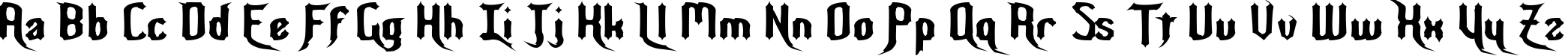 Пример написания английского алфавита шрифтом Nightwarrior Normal