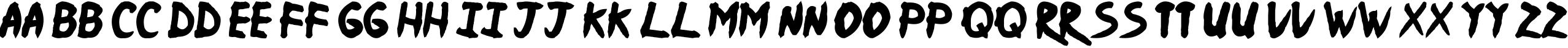 Пример написания английского алфавита шрифтом Ninja Naruto