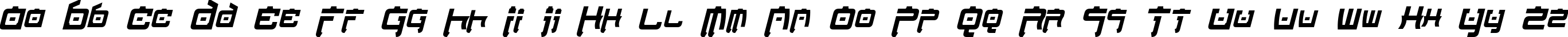 Пример написания английского алфавита шрифтом Nippon Tech Condensed Bold Italic