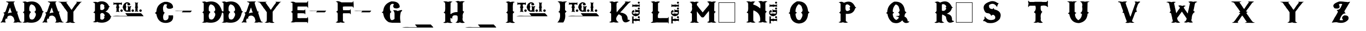 Пример написания английского алфавита шрифтом TGIFriday