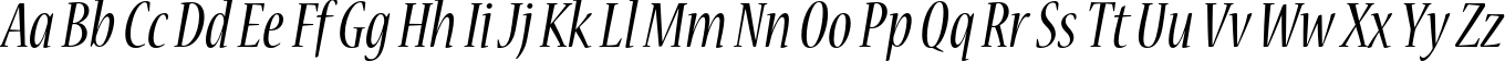 Пример написания английского алфавита шрифтом Nueva Std Condensed Italic