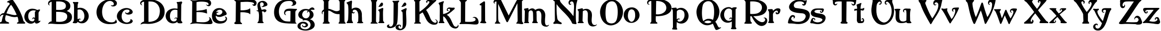 Пример написания английского алфавита шрифтом Nugie Romantic