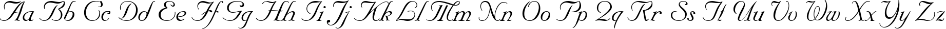 Пример написания английского алфавита шрифтом Nuptial BT