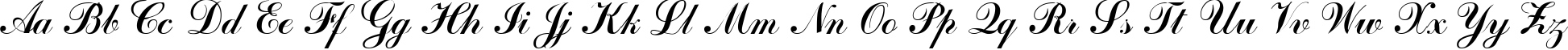 Пример написания английского алфавита шрифтом Odessa Script Cyr