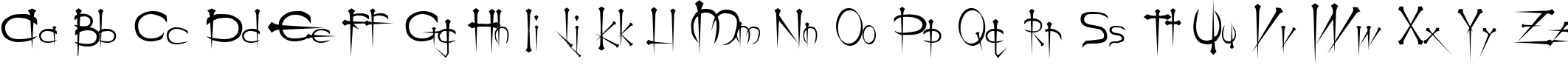 Пример написания английского алфавита шрифтом Ogilvie Cyr