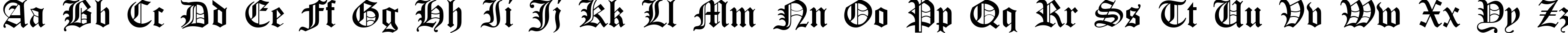 Пример написания английского алфавита шрифтом Old English Five