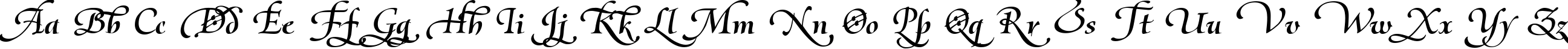 Пример написания английского алфавита шрифтом Olietta script Lyrica BoldItalic