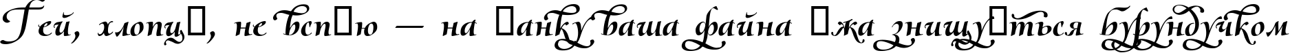 Пример написания шрифтом Olietta script Lyrica BoldItalic текста на украинском