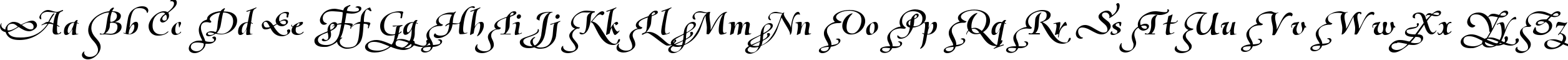 Пример написания английского алфавита шрифтом Olietta script-Poesia BoldItalic