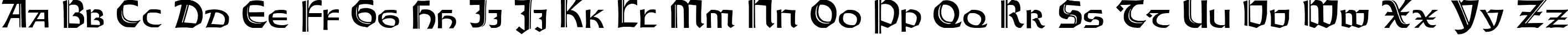 Пример написания английского алфавита шрифтом Orotund Capitals Heavy