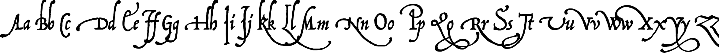 Пример написания английского алфавита шрифтом P22 Operina Fiore