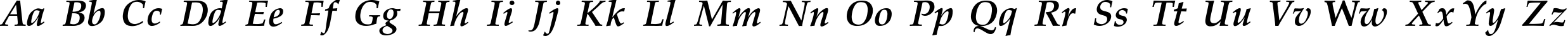 Пример написания английского алфавита шрифтом Palatino-Bold-Italic