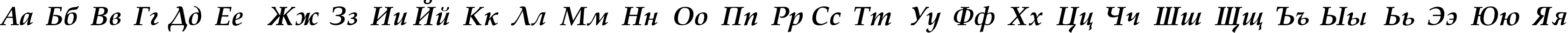 Пример написания русского алфавита шрифтом Palatino-Bold-Italic