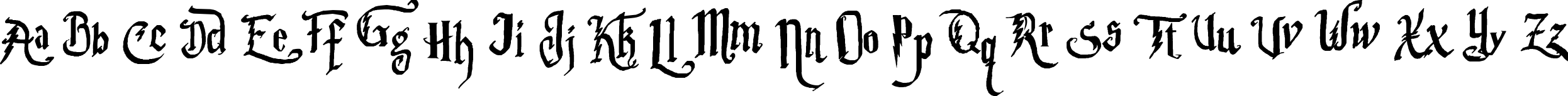 Пример написания английского алфавита шрифтом Parry Hotter