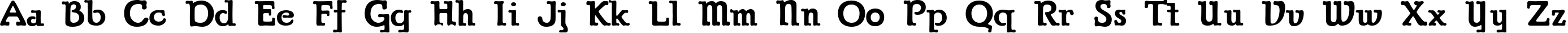 Пример написания английского алфавита шрифтом Parsons Heavy