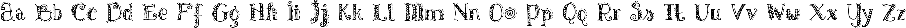 Пример написания английского алфавита шрифтом Patterns & Dots