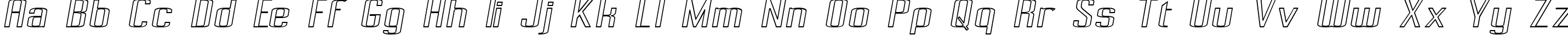 Пример написания английского алфавита шрифтом Pecot Outline Oblique