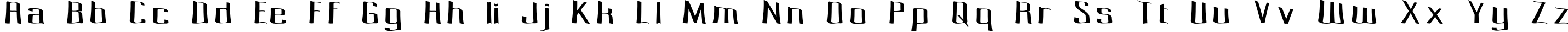 Пример написания английского алфавита шрифтом Pecot Spacewarp