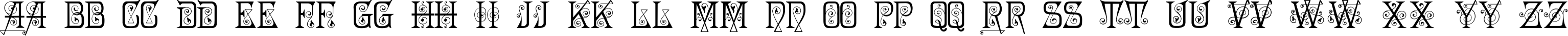Пример написания английского алфавита шрифтом Penelope