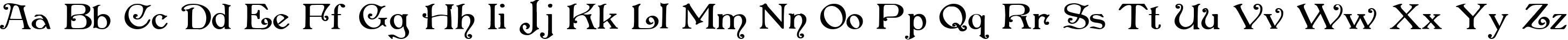 Пример написания английского алфавита шрифтом Penshurst Bold