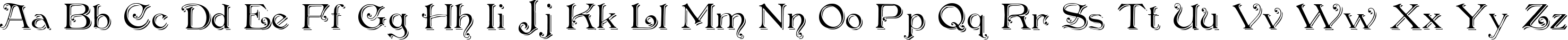 Пример написания английского алфавита шрифтом Penshurst_Shadow