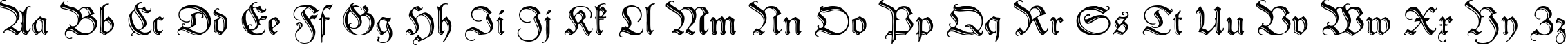 Пример написания английского алфавита шрифтом Peter Schlemihl