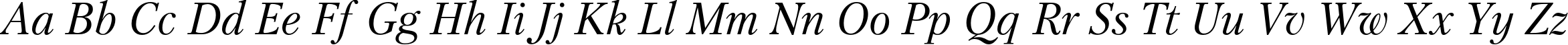 Пример написания английского алфавита шрифтом PetersburgC Italic