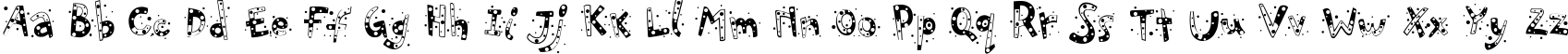 Пример написания английского алфавита шрифтом PF Playskool Pro Confetti