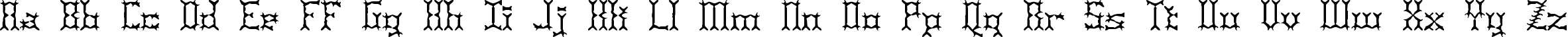 Пример написания английского алфавита шрифтом Pincers BRK