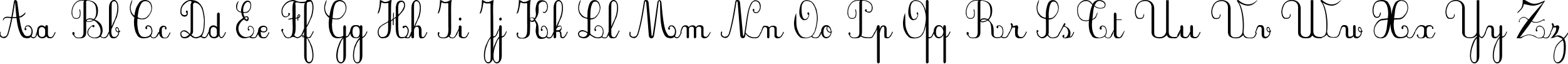 Пример написания английского алфавита шрифтом Plum Script