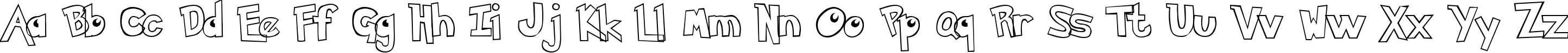 Пример написания английского алфавита шрифтом Pokemon  Hollow